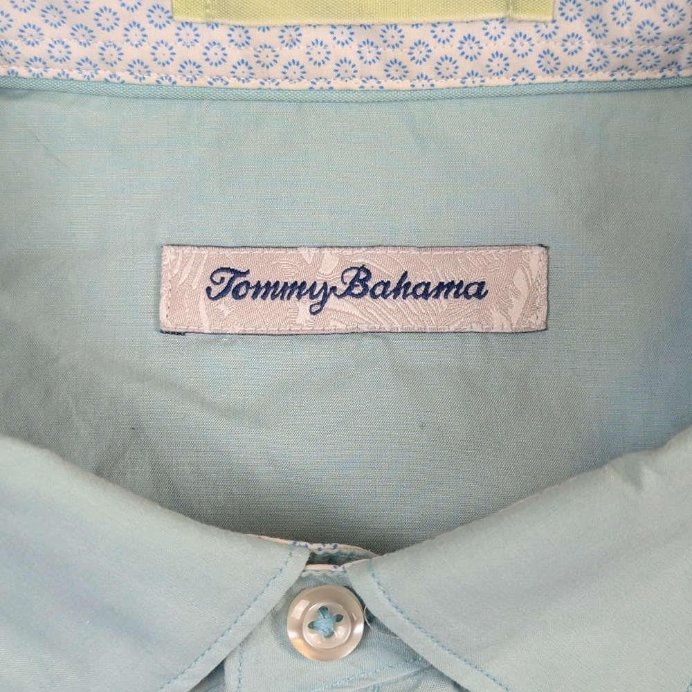 Tommy Bahama Mens Medium Ombre Casual Cotton Silk Button Down Shirt Blue Green - Picture 2 of 13